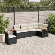 vidaXL Loungegrupp med dynor 6 delar svart konstrotting