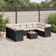 vidaXL Loungegrupp 10 delar med svarta dynor konstrotting