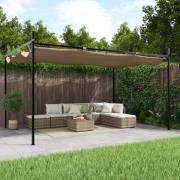 vidaXL Pergola med infällbart tak taupe 395x292x230 cm
