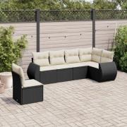 vidaXL Loungegrupp med dynor 6 delar svart konstrotting