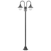 vidaXL Lyktstolpe för trädgård E27 220 cm aluminium 2 lyktor brons