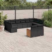 vidaXL Loungegrupp med dynor 12 delar svart konstrotting