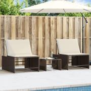 vidaXL Solstolar 2 st med bord brun konstrotting
