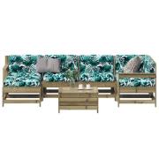 vidaXL Loungegrupp med dynor 7 delar impregnerad furu