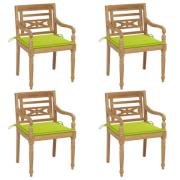 vidaXL Bataviastolar med dynor 4 st massiv teak
