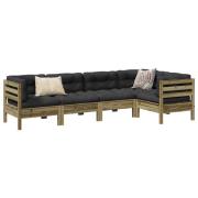 vidaXL Loungegrupp med dynor 5 delar impregnerad furu