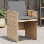 vidaXL Trädgårdsstolar med dynor 4 st blandad beige konstrotting