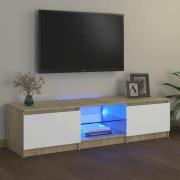 vidaXL TV-bänk med LED-belysning vit och sonoma-ek 140x40x35,5 cm