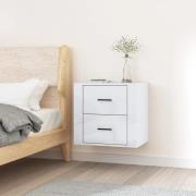 vidaXL Väggmonterat sängbord vit högglans 50x36x47 cm