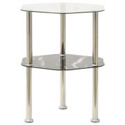 vidaXL Sidobord med 2 hyllor transparent/svart 38x38x50 cm härdat glas