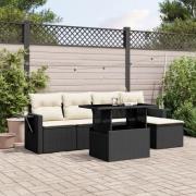 vidaXL Loungegrupp med dynor 6 delar svart konstrotting