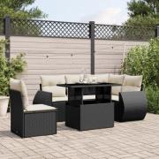 vidaXL Loungegrupp med dynor 6 delar svart konstrotting