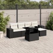 vidaXL Loungegrupp med dynor 6 delar svart konstrotting