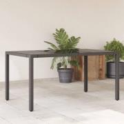 vidaXL Trädgårdsbord med glasskiva svart 150x90x75 cm konstrotting