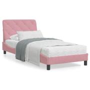 vidaXL Säng med madrass rosa 90x190 cm sammet