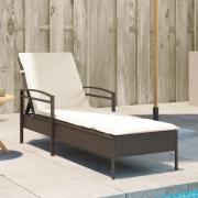 vidaXL Solsäng med dyna brun 63x200x81 cm konstrotting