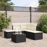 vidaXL Loungegrupp med dynor 6 delar svart konstrotting