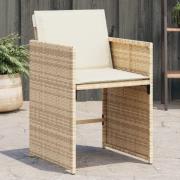 vidaXL Trädgårdsstolar med dynor 4 st beige konstrotting