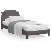 vidaXL Säng med madrass grå 90x200 cm konstläder