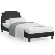 vidaXL Säng med madrass svart 90x200 cm konstläder