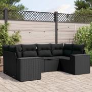 vidaXL Loungegrupp med dynor 6 delar svart konstrotting