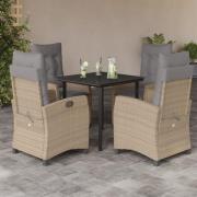 vidaXL Matgrupp för trädgården med dynor 5 delar mixbeige konstrotting
