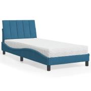 vidaXL Bed with Mattress "Hanko" Blue 90x190 cm Velvet