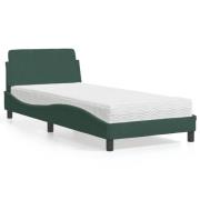 vidaXL Bed with Mattress "Dover" Dark Green 80x200 cm Velvet