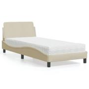 vidaXL Bed with Mattress "Dover" Cream 90x200 cm Fabric