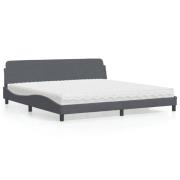 vidaXL Bed with Mattress "Dover" Dark Grey 200x200 cm Velvet