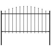 vidaXL Trädgårdsstaket med spjuttopp stål (1,25-1,5)x1,7 m svart