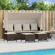 vidaXL Loungegrupp för trädgården med dynor 5 delar brun konstrotting