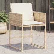 vidaXL Trädgårdsstolar med dynor 4 st beige konstrotting