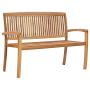vidaXL Stapelbar trädgårdsbänk 2-sits 128,5 cm massiv teak