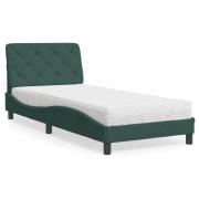 vidaXL Säng med madrass mörkgrön 80x200 cm sammet