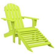 vidaXL Adirondackstol med fotpall massivt granträ grön