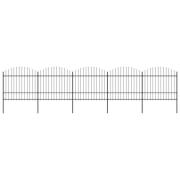 vidaXL Trädgårdsstaket med spjuttopp stål (1,5-1,75)x8,5 m svart
