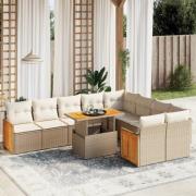 vidaXL Soffgrupp för trädgård med dynor 10 delar beige konstrotting