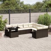 vidaXL Loungegrupp 10 delar med brun dynor konstrotting