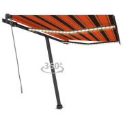 vidaXL Automatisk markis med vindsensor & LED 350x250 cm orange/brun