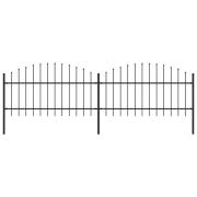 vidaXL Trädgårdsstaket med spjuttopp stål (1-1,25)x3,4 m svart