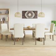 vidaXL Matstolar 6 st beige linnedesign tyg