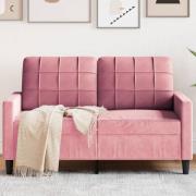 vidaXL Soffa 2-sits rosa 120 cm sammet