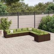 vidaXL Loungegrupp 10 delar med brun dynor konstrotting