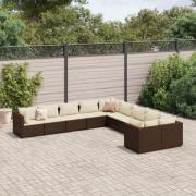 vidaXL Loungegrupp 10 delar med brun dynor konstrotting