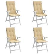 vidaXL Stolsdynor högt ryggstöd 4 st melerad beige 120x50x4 cm tyg