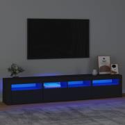 vidaXL Tv-bänk med LED-belysning svart 210x35x40 cm