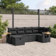 vidaXL Loungegrupp med dynor 6 delar svart konstrotting