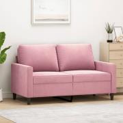 vidaXL Soffa 2-sits rosa 120 cm sammet