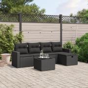 vidaXL Loungegrupp med dynor 6 delar svart konstrotting